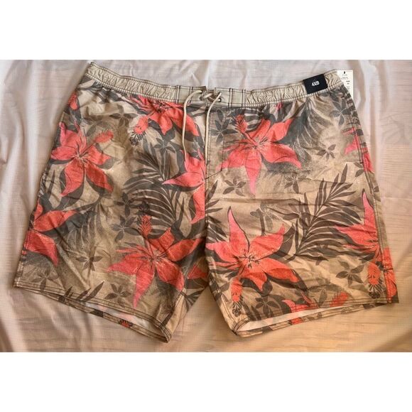 ROUNDTREE & YORKE CARIBBEAN TAN PINK TROPICAL SWIM SHORTS TRUNKS 4XB 4XL NWT - Picture 2 of 8